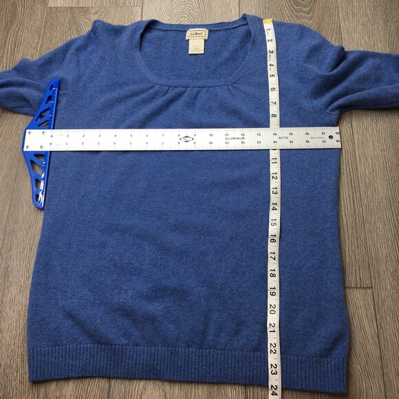 L.L. Bean Womens 100% Cashmere Pullover Sweater Long Sleeve Soft Knit Blue Small - Picture 4 of 6